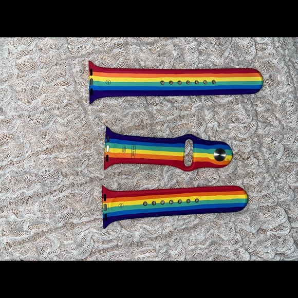 Apple rainbow/pride wristbands. Great condition. Never wore. - Picture 2 of 3